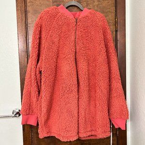 Caslon Women's Salmon Fleece Jacket Orange High Pile Size 4XL Zippered New w Tag
